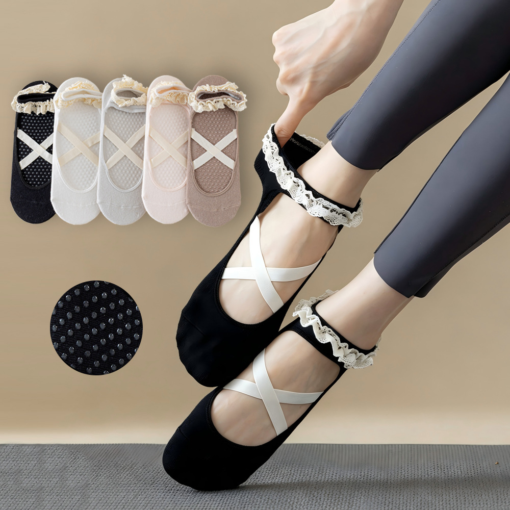 Pilates Yoga Hose - Urocze koronkowe skarpetki do pilatesu, księżniczkowe